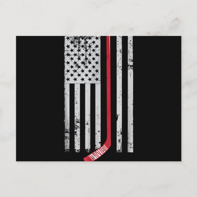 Red Hockey Stick American Flag USA Hockey Holiday Postcard (Front)