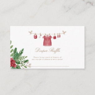 Red Holiday Baby Shower Raffle Card 3.5x2