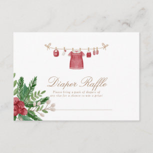 Red Holiday Baby Shower Raffle Card 3.5x5