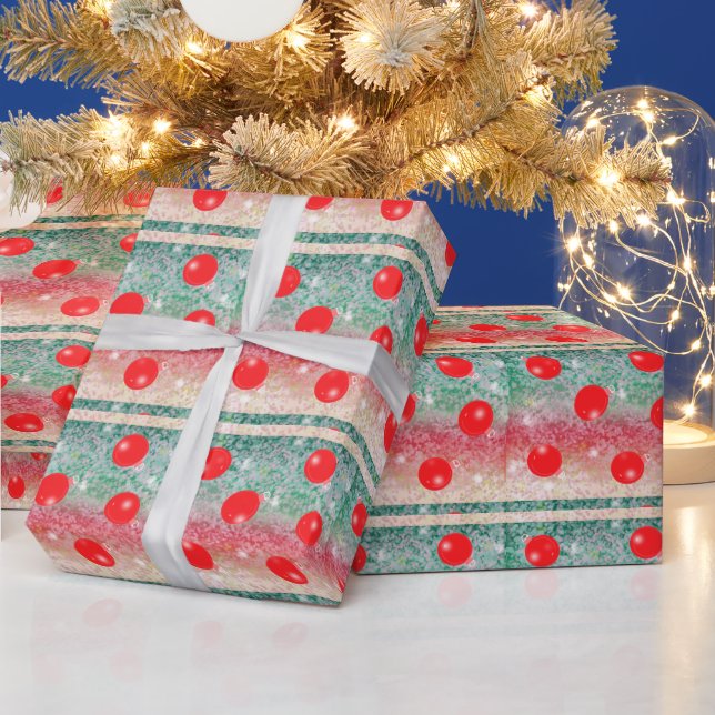 Red Holiday Baubles Wrapping Paper (Holidays)