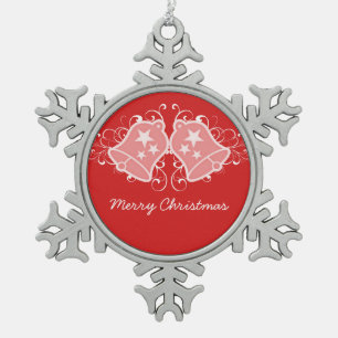 Red Holiday Bells and Swirls Ornament
