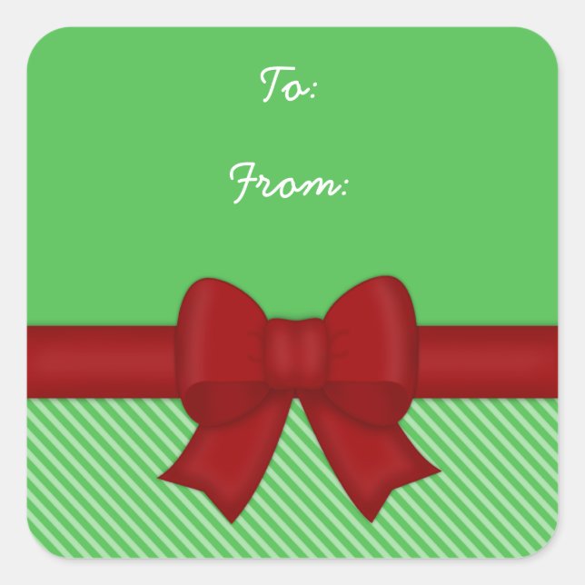 Red Holiday Bow Gift Labels (Front)