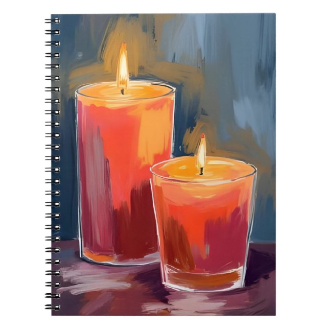 Red Holiday Candles Watercolor Holiday Notebook (Front)