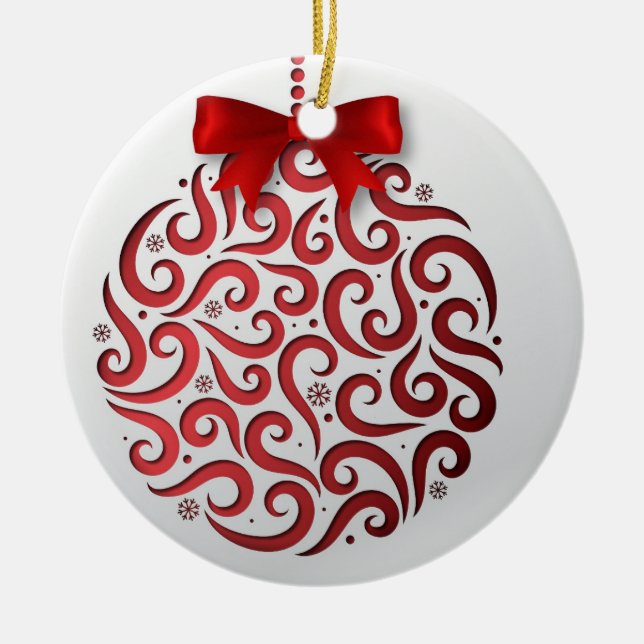 Red Holiday  Ceramic Ornament (Front)