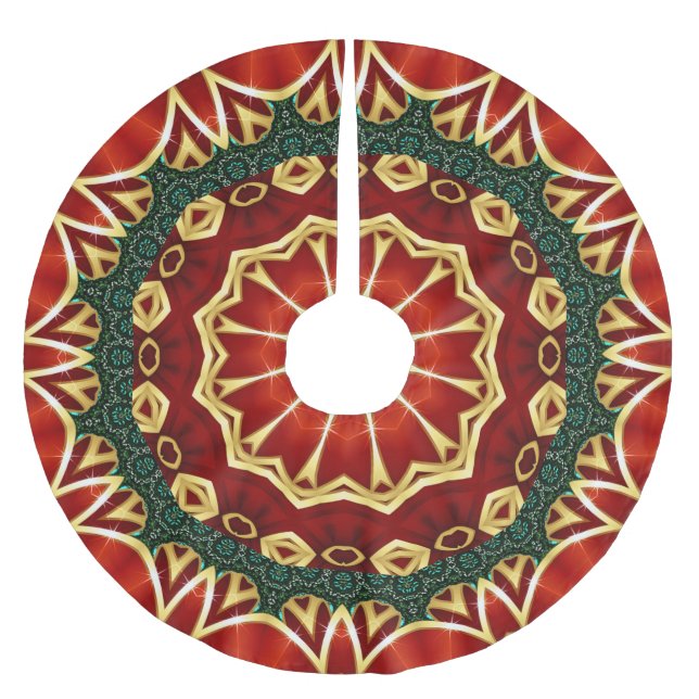 Red Holiday Christmas Brushed Polyester Tree Skirt (Front)