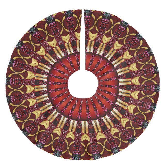 Red Holiday Christmas Brushed Polyester Tree Skirt (Front)