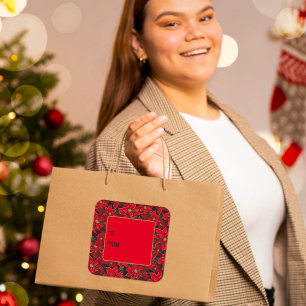 Red Holiday Christmas Poinsettia Gift Tag