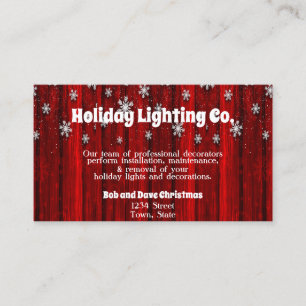 Red Holiday Christmas Snowflakes Lighting Company Business Card