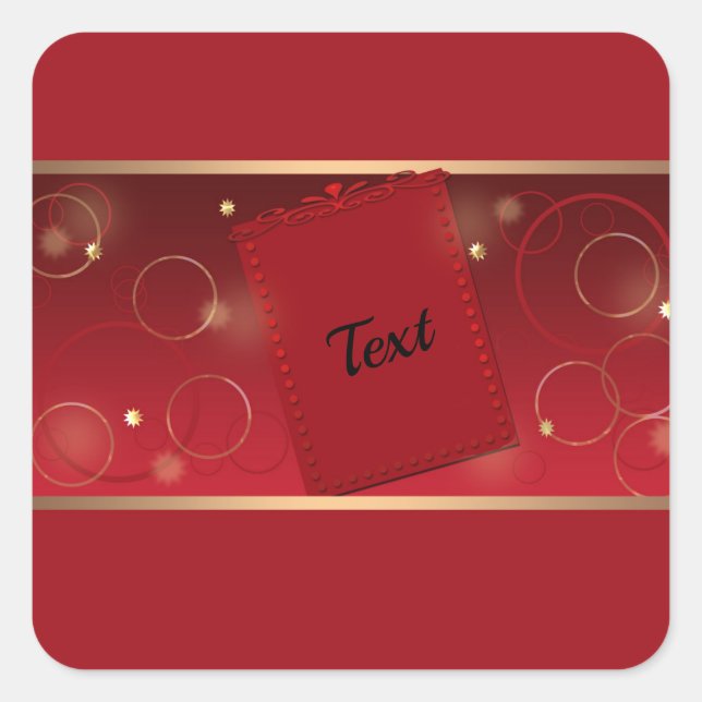 Red, holiday decor, holiday square sticker (Front)