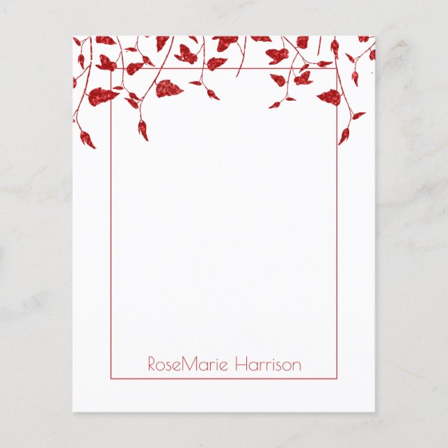 Red Holiday Floral Border Paper Sheet (Front)