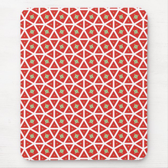 Red Holiday Geometric Star Design Mouse Pad (Front)