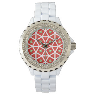 Red Holiday Geometric Star Design Watch