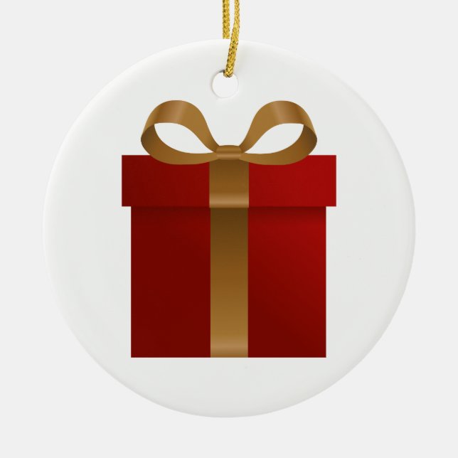 Red Holiday Gift Christmas Ornament (Front)