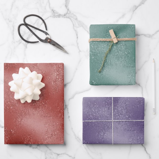 Red Holiday Glitter Wrapping Paper Sheet (Front)