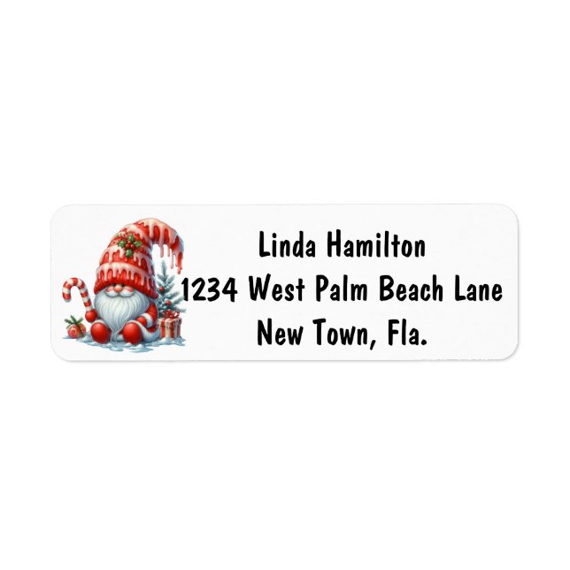 Red Holiday Gnome Return Address Label (Front)