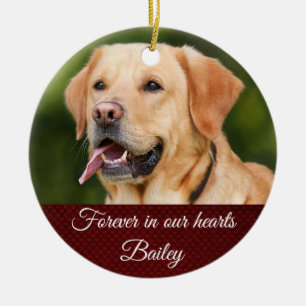 Red Holiday Memorial Pet Dog Customisable Ceramic Ornament