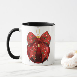 Red Holiday Ornament with Bow  Mug