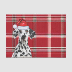 Red Holiday Plaid Christmas Dalmatian Dog Lover Tissue Paper