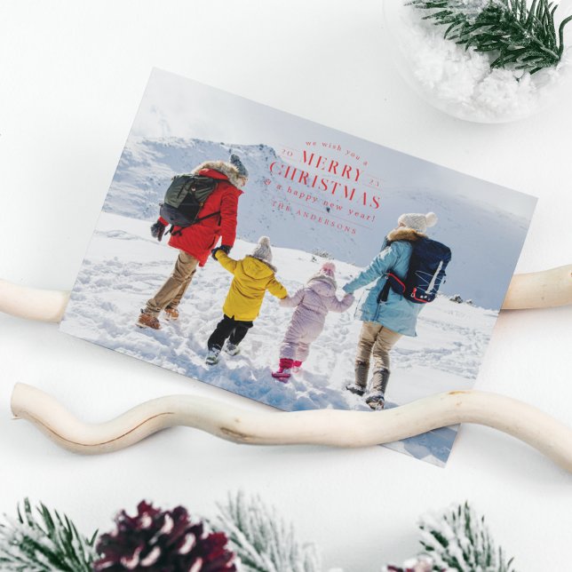 Red Holiday Plaid Photo Christmas Card (Creator Uploaded)