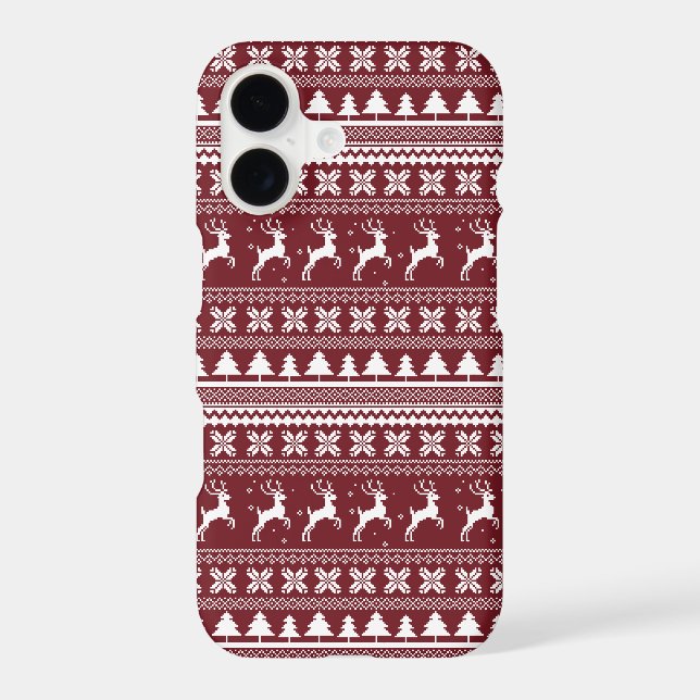 Red Holiday Reindeer Christmas Sweater Pattern (Back)