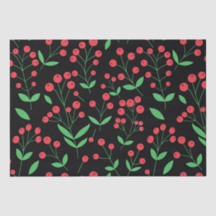 Red Holly Berries Classic holiday Pattern Tissue Paper