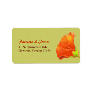Red Hollyhock Simple Wedding Address Label