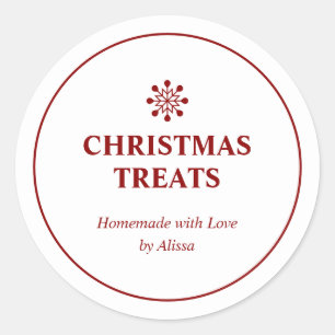 Red Homemade Christmas Treats Holiday Baked Goods Classic Round Sticker