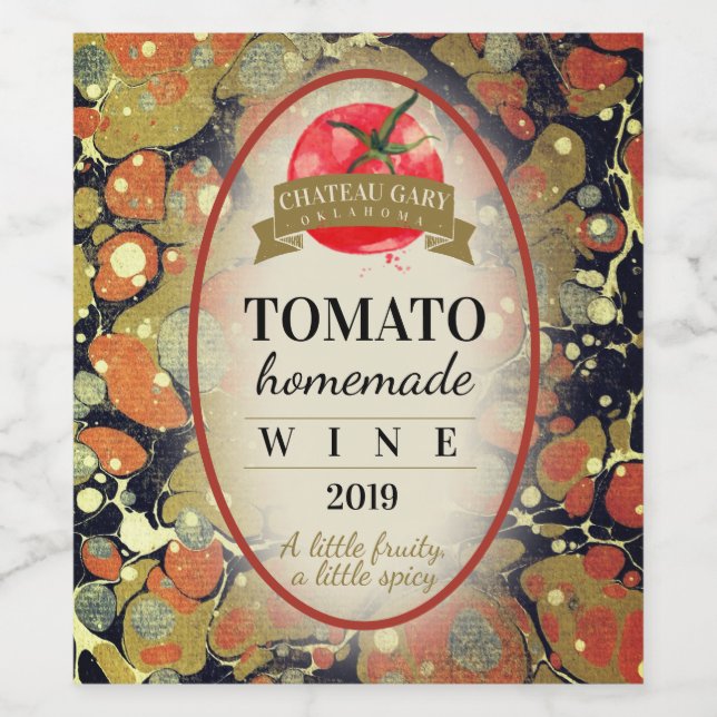 Red homemade wine tomato personalised wine label (Single Label)