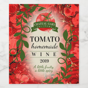 Red homemade wine tomato personalised wine label