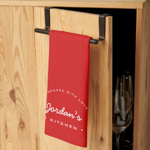 Red Homemade with Love Custom Your Kitchen Tea Towel