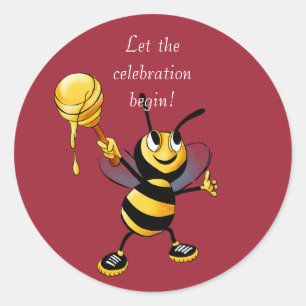 Red Honey Bee Rosh HaShana Classic Round Sticker