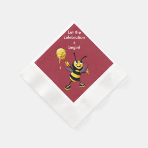 Red Honey Bee Rosh HaShana Napkin