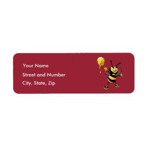 Red Honey Bee Rosh HaShana Return Address Label