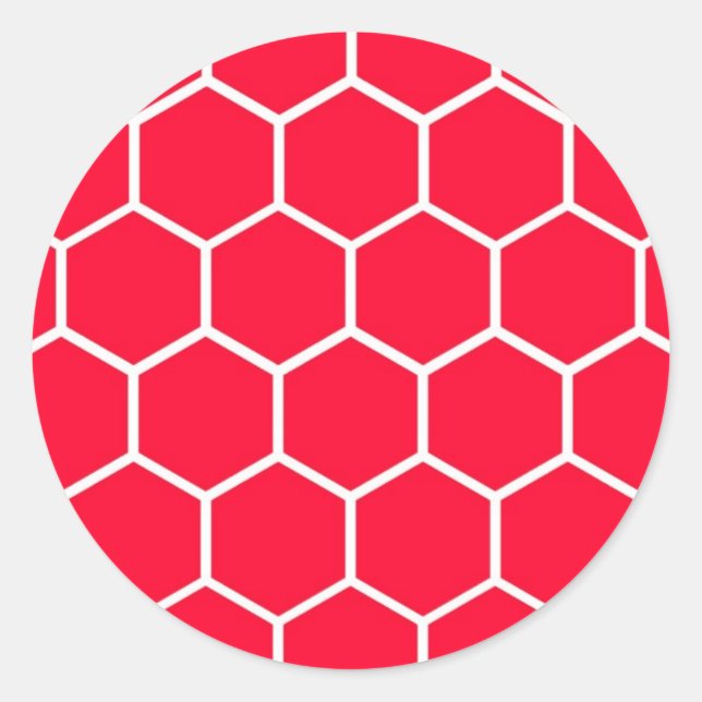 Red honeycomb pattern classic round sticker (Front)