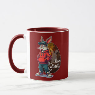 Red Hoodie Street Bunny – Easter Urban - caneca Mug