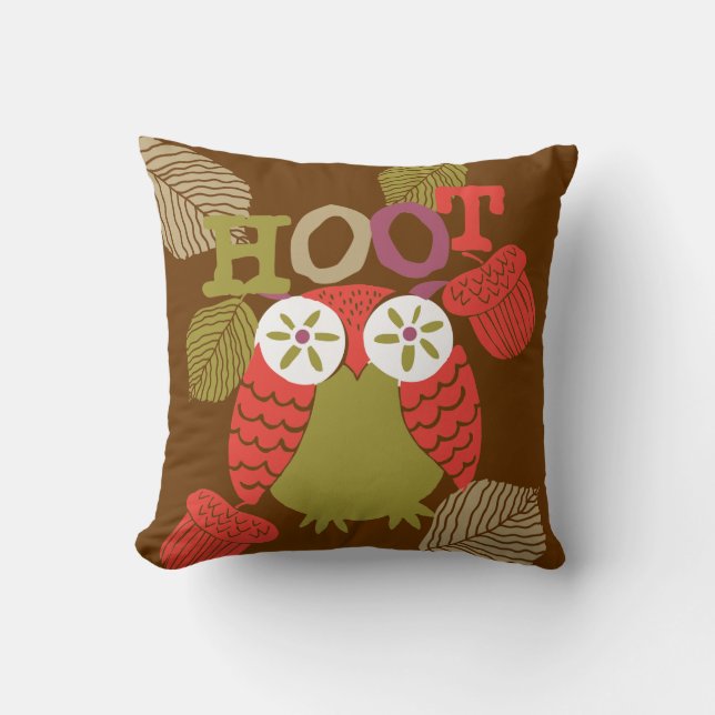 Red Hoot Owl Pillow Pillow (Front)