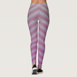 Red Horizontal Moiré Stripes Black Gradient Trippy Leggings