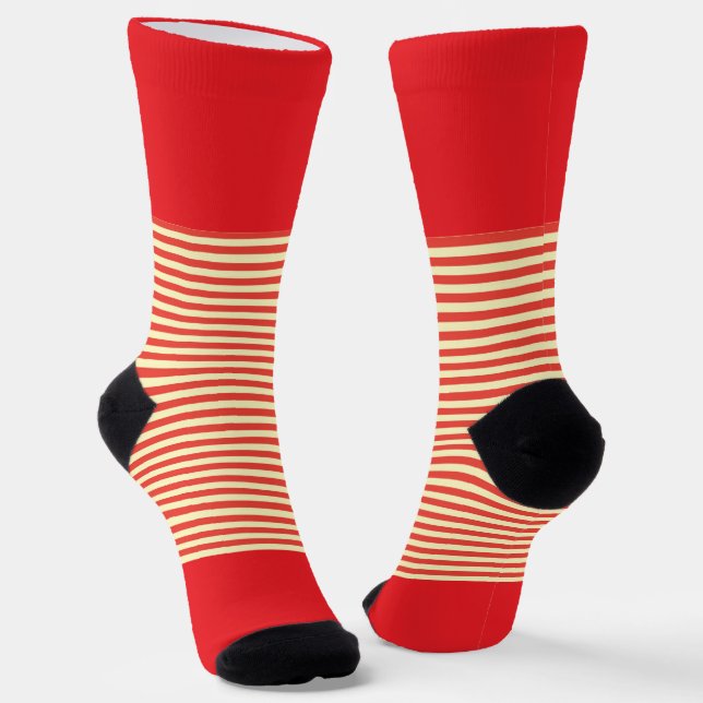 Red + Horizontal Stripes Socks (Angled)