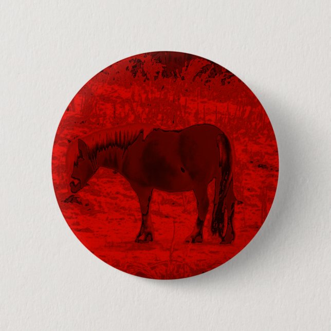 Red Horse 6 Cm Round Badge (Front)
