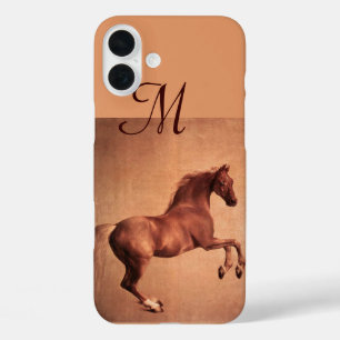 RED HORSE ,Antique Pink Monogram iPhone 16 Plus Case
