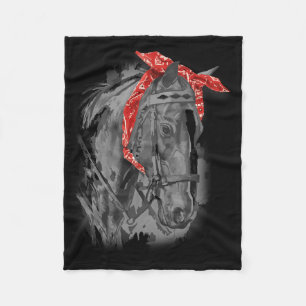 Red Horse Bandanna For Horseback Riding Fleece Blanket