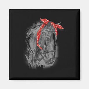 Red Horse Bandanna For Horseback Riding Magnet