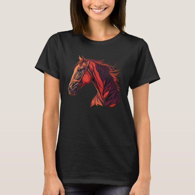 Red Horse  Horseback Riding Equestrian Cowgirl Fun T-Shirt (Front)