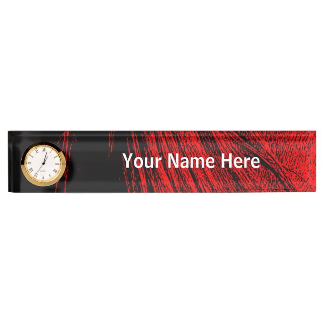 Red Horse Mane Abstract Desk Name Plate (Front)