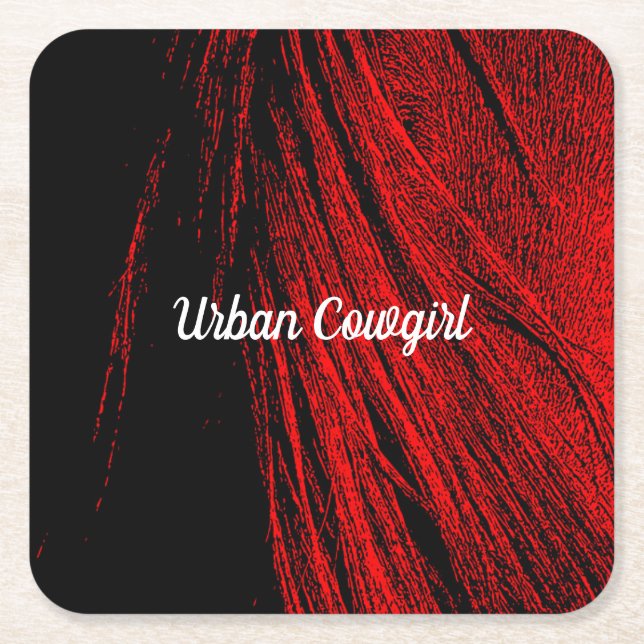 Red Horse Mane Abstract Paper Coaster (Front)