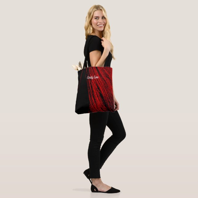 Red Horse Mane Abstract Quote Tote Bag (On Model)