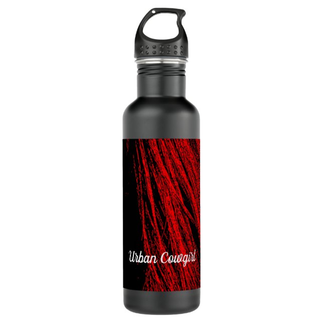 Red Horse Mane Abstract Water Bottle (Front)
