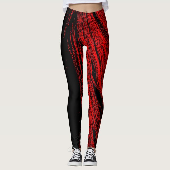 Red Horse Mane Abstract Women's Leggings (Front)