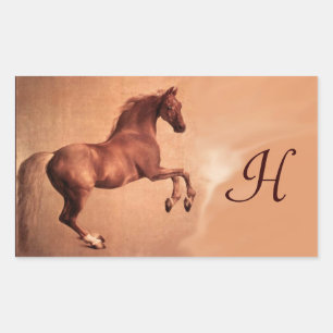 RED HORSE MONOGRAM RECTANGULAR STICKER