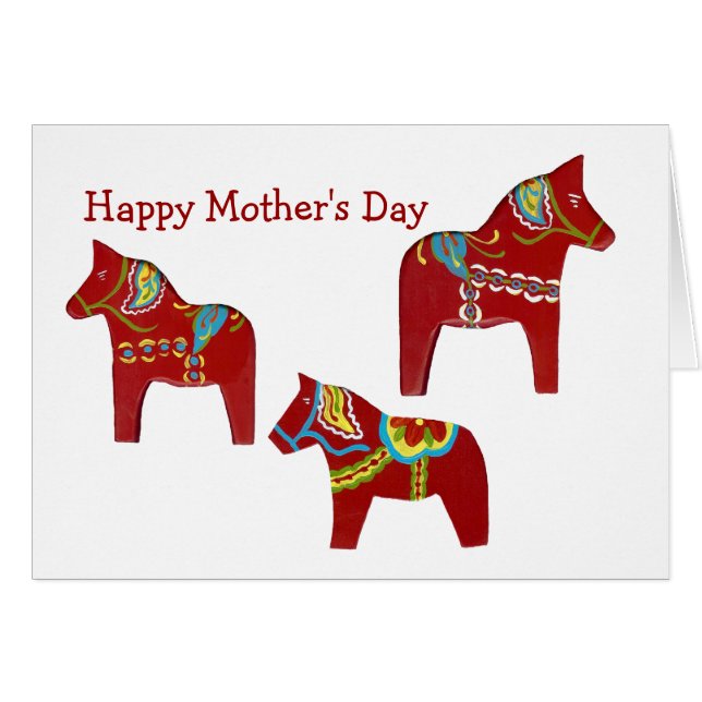 Red horse Mother's Day Card (Front Horizontal)